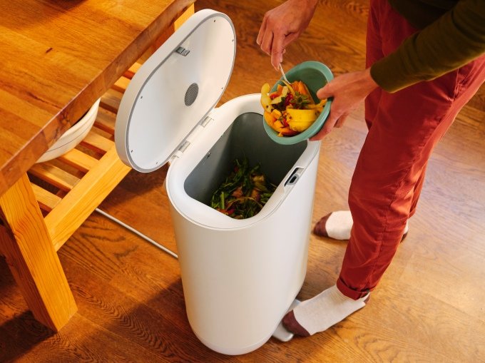 Food is disposed in a Mill food waste bin.