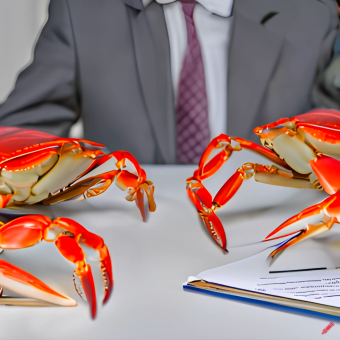 AI generated image of crabs in conversation