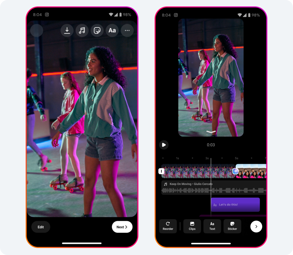 Instagram's new editing tools for Reels